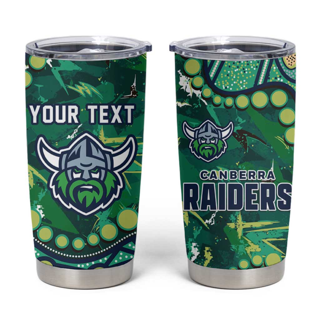 Personalized Canberra Raiders Tumbler Cup Aboriginal Pattern with Graffiti Style Design