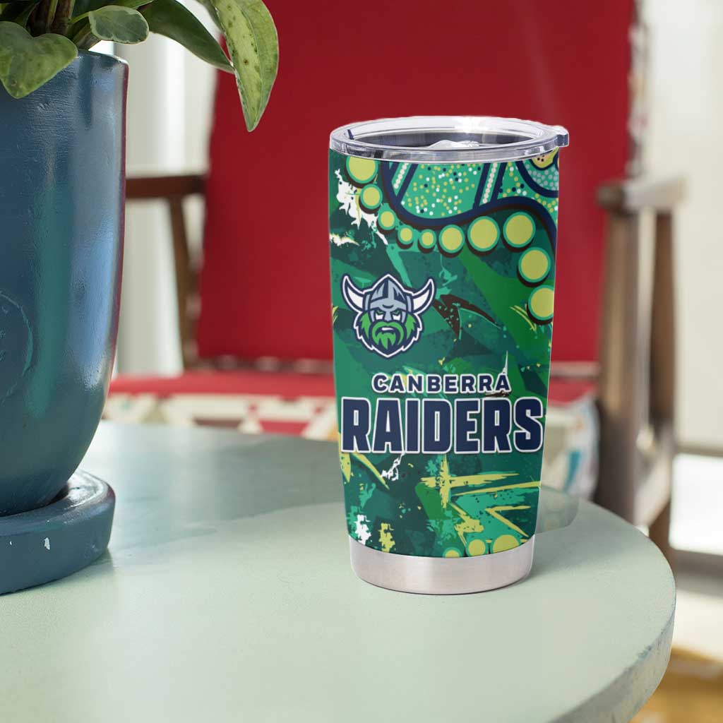 Personalized Canberra Raiders Tumbler Cup Aboriginal Pattern with Graffiti Style Design