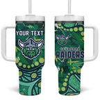 Personalized Canberra Raiders Tumbler With Handle Aboriginal Pattern with Graffiti Style Design