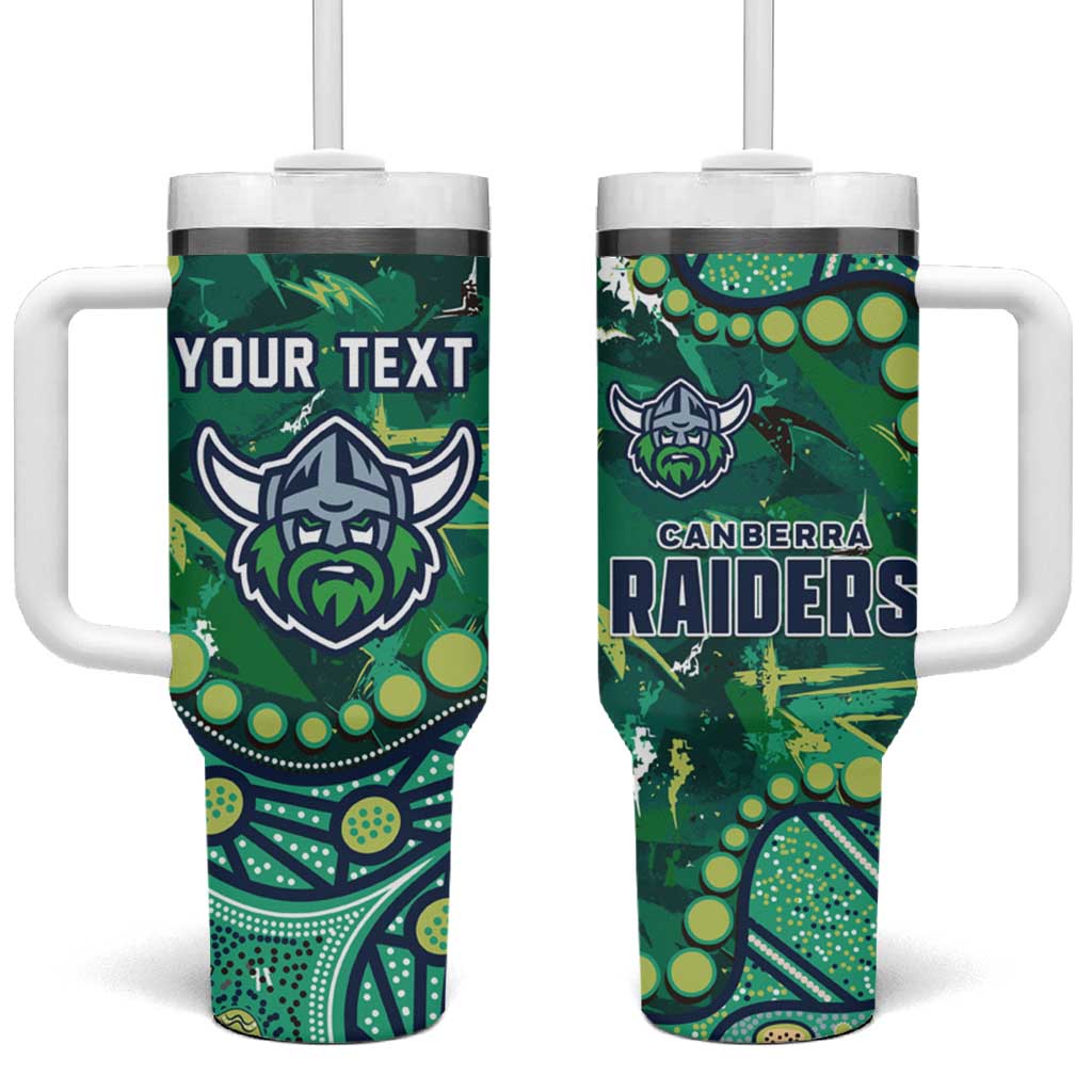 Personalized Canberra Raiders Tumbler With Handle Aboriginal Pattern with Graffiti Style Design