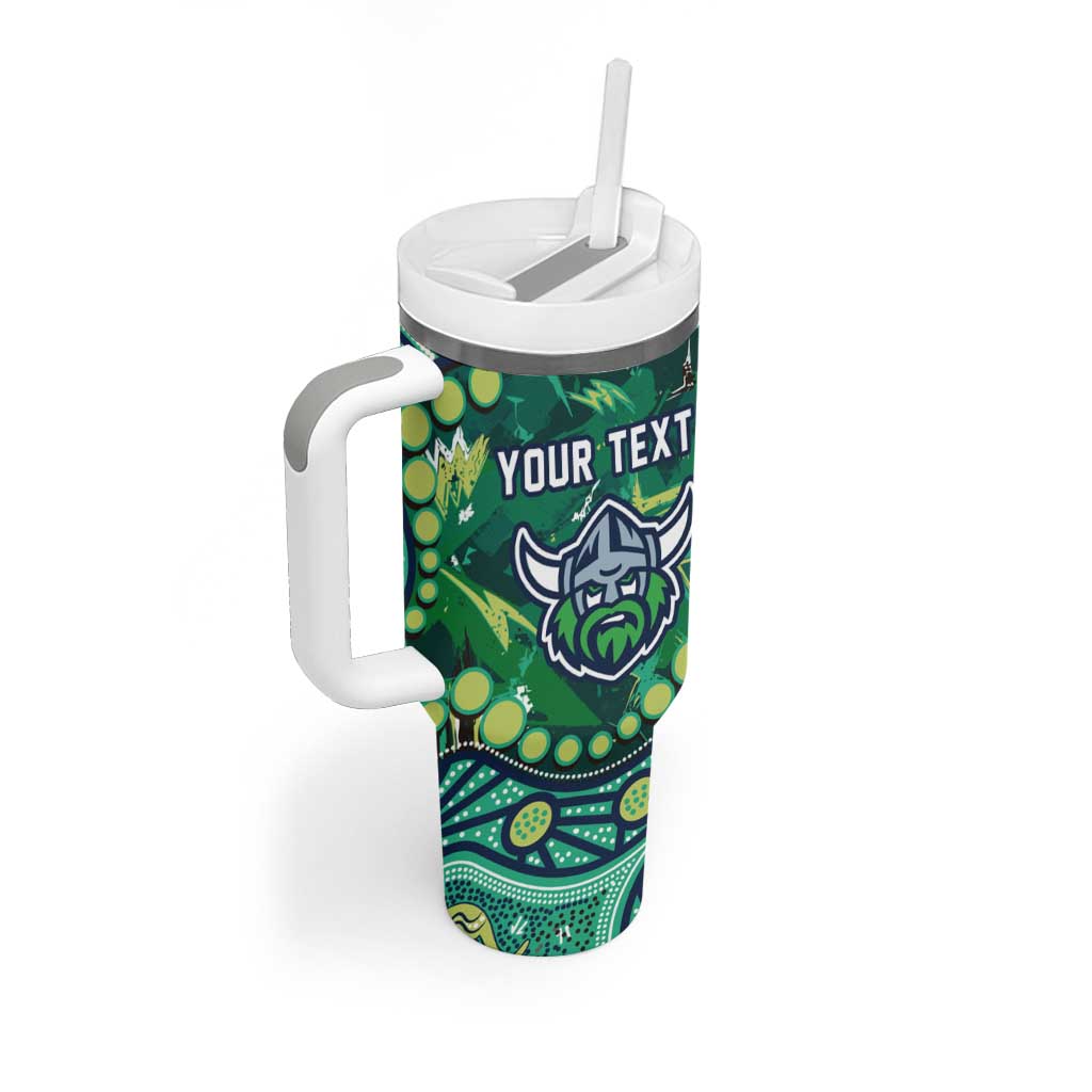 Personalized Canberra Raiders Tumbler With Handle Aboriginal Pattern with Graffiti Style Design