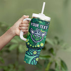 Personalized Canberra Raiders Tumbler With Handle Aboriginal Pattern with Graffiti Style Design