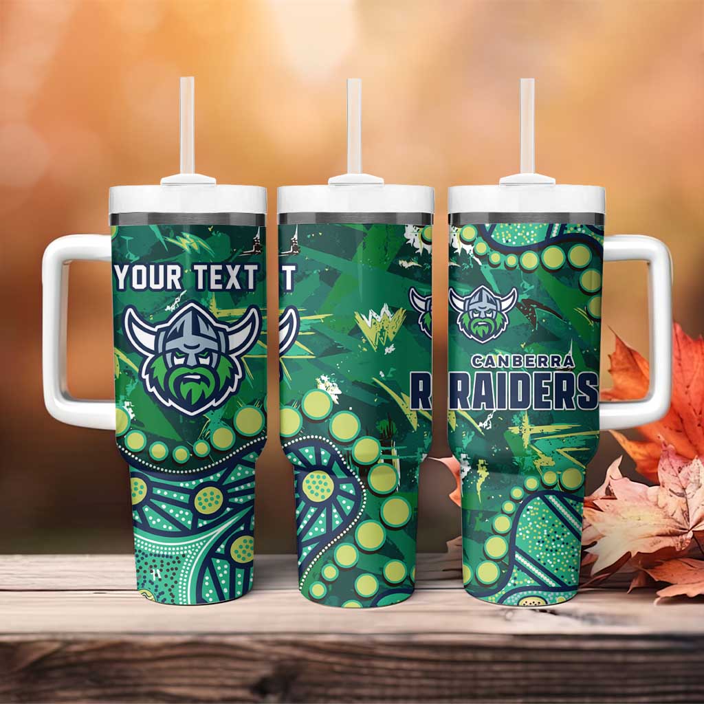 Personalized Canberra Raiders Tumbler With Handle Aboriginal Pattern with Graffiti Style Design