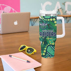 Personalized Canberra Raiders Tumbler With Handle Aboriginal Pattern with Graffiti Style Design