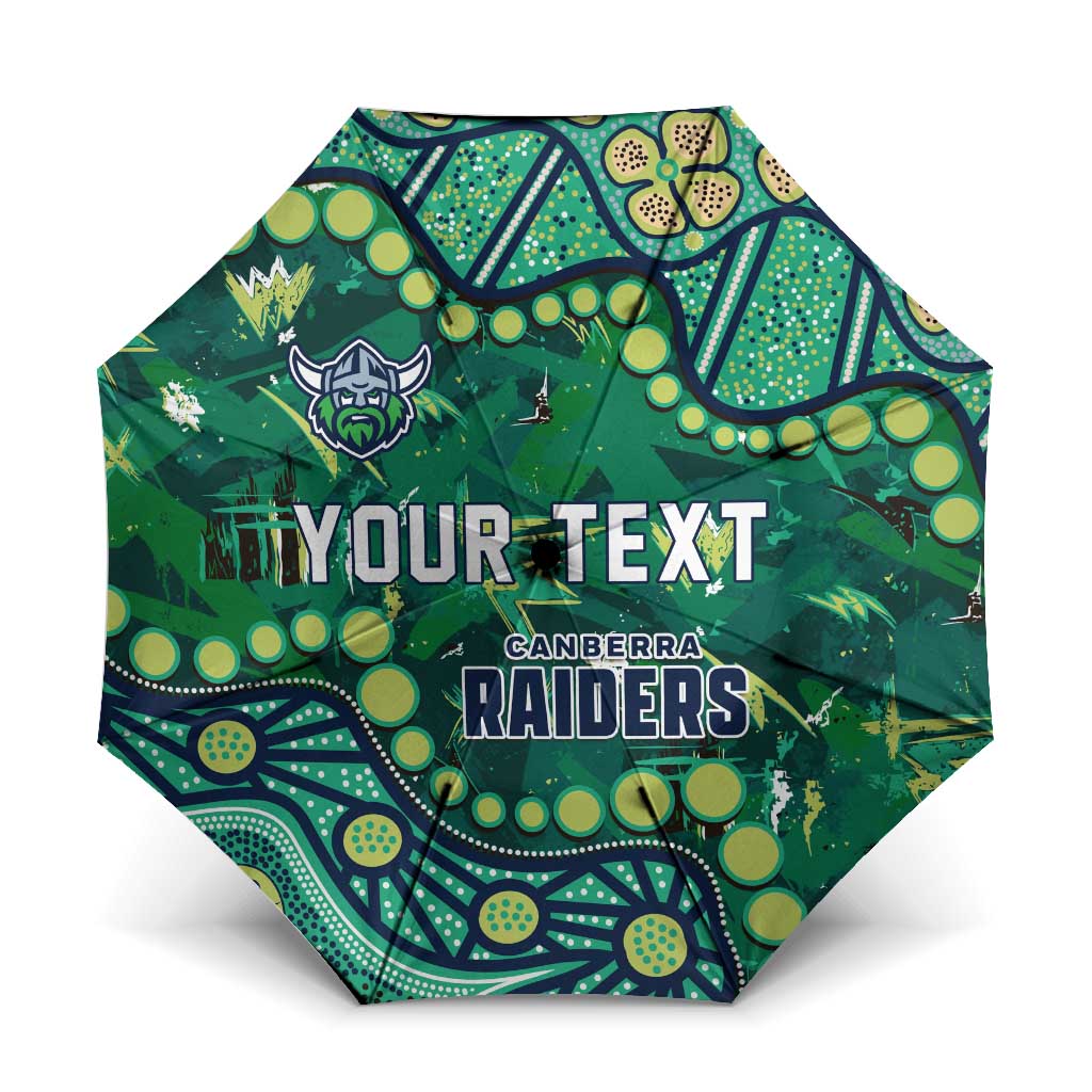 Personalized Canberra Raiders Umbrella Aboriginal Pattern with Graffiti Style Design