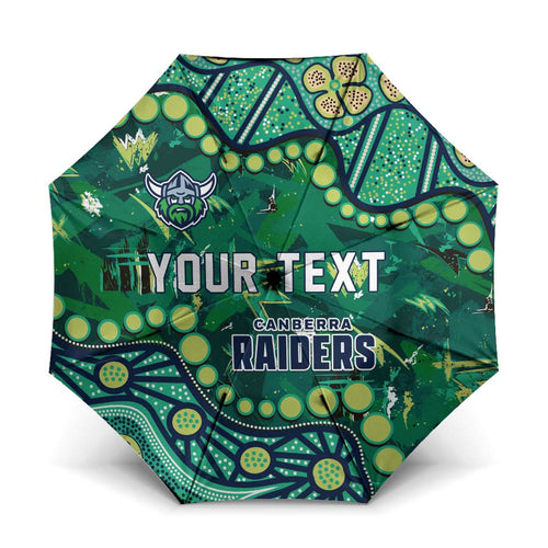 Personalized Canberra Raiders Umbrella Aboriginal Pattern with Graffiti Style Design
