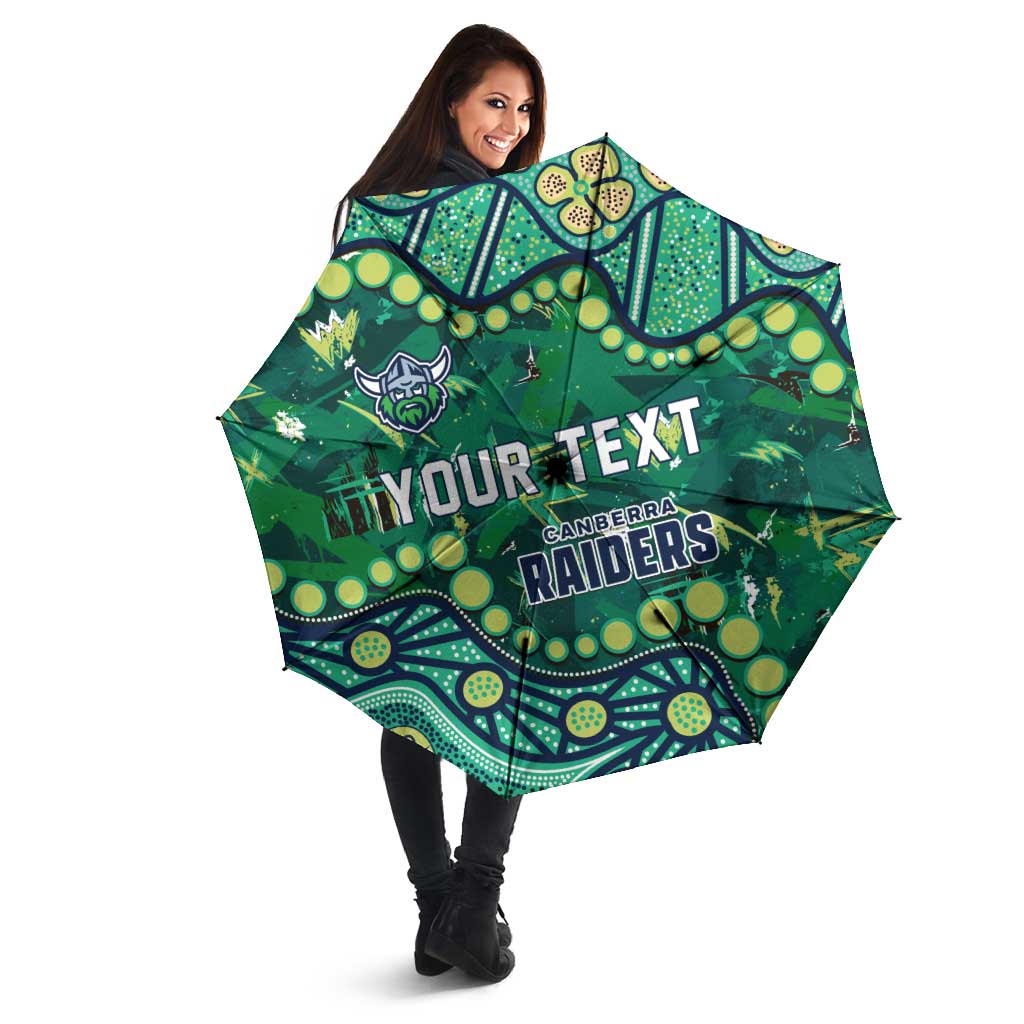 Personalized Canberra Raiders Umbrella Aboriginal Pattern with Graffiti Style Design
