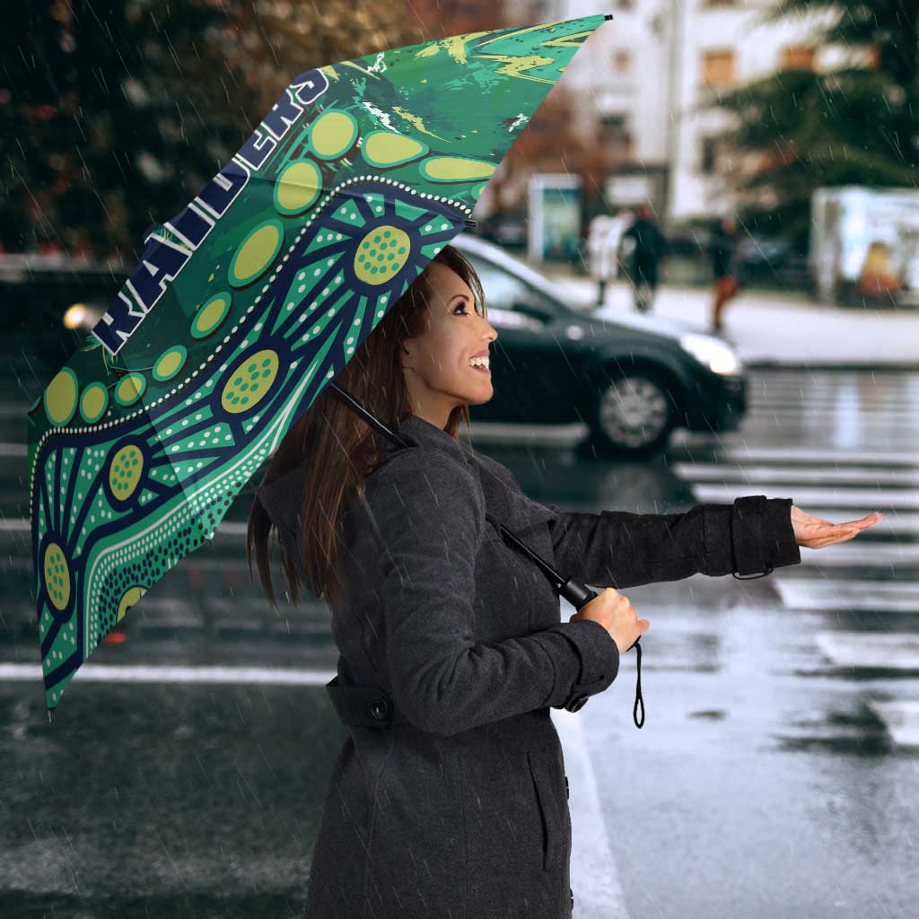 Personalized Canberra Raiders Umbrella Aboriginal Pattern with Graffiti Style Design