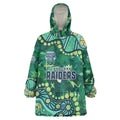 Personalized Canberra Raiders Wearable Blanket Hoodie Aboriginal Pattern with Graffiti Style Design