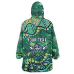 Personalized Canberra Raiders Wearable Blanket Hoodie Aboriginal Pattern with Graffiti Style Design