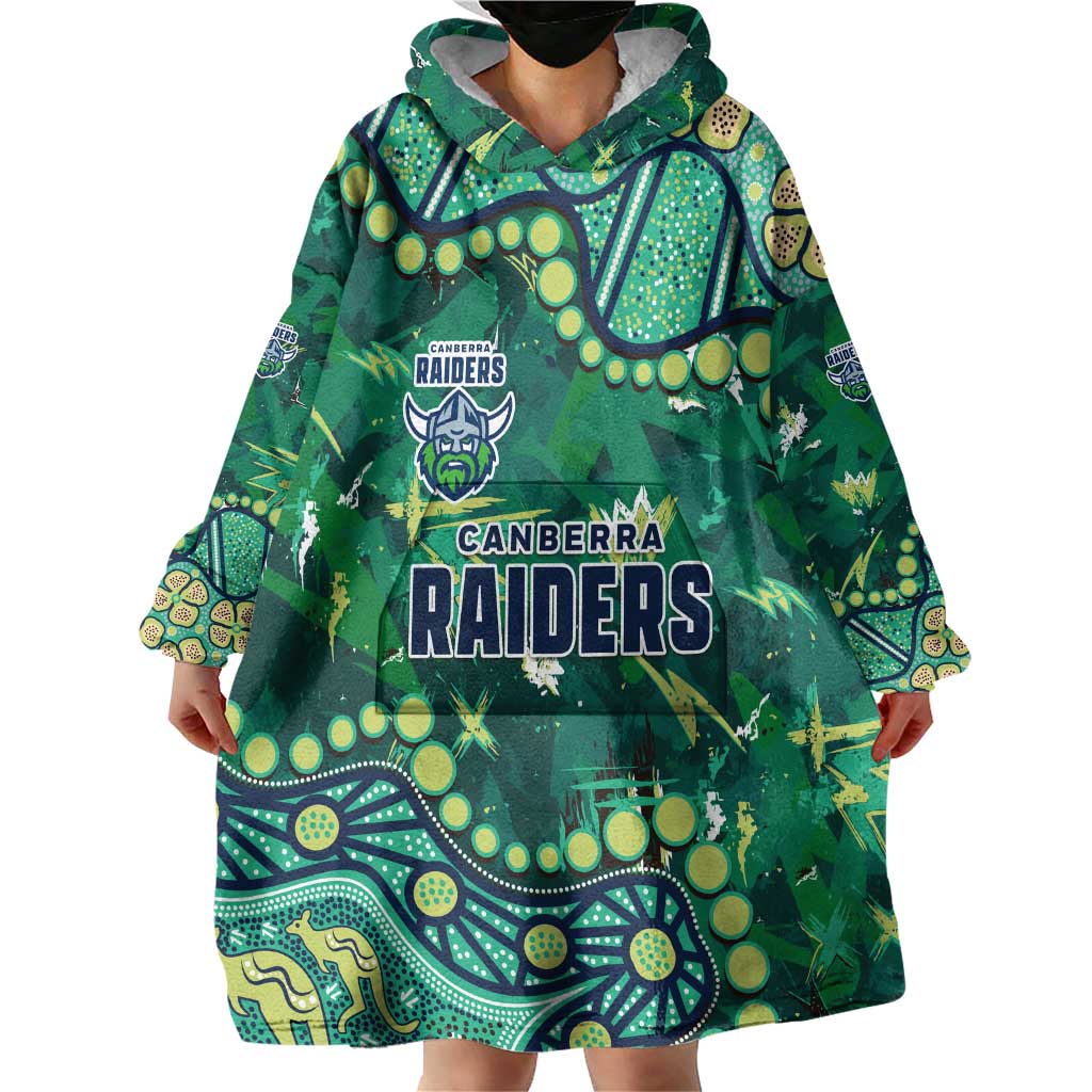 Personalized Canberra Raiders Wearable Blanket Hoodie Aboriginal Pattern with Graffiti Style Design