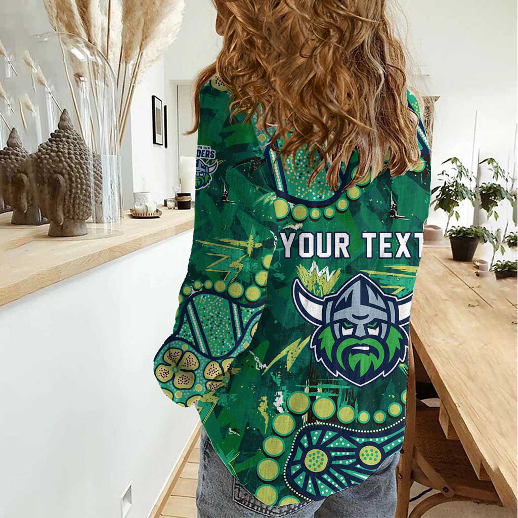 Personalized Canberra Raiders Women Casual Shirt Aboriginal Pattern with Graffiti Style Design