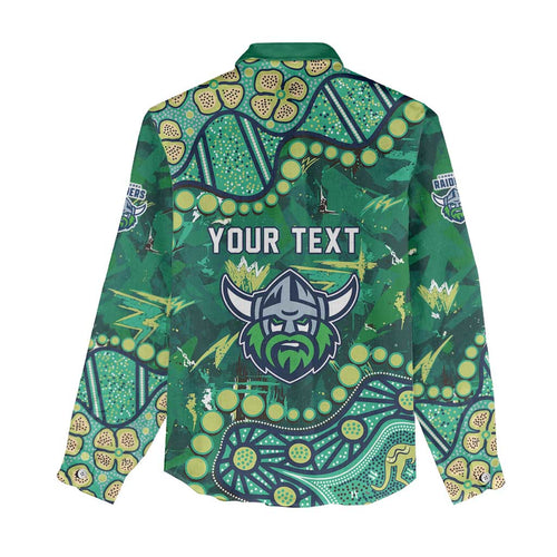 Personalized Canberra Raiders Women Casual Shirt Aboriginal Pattern with Graffiti Style Design