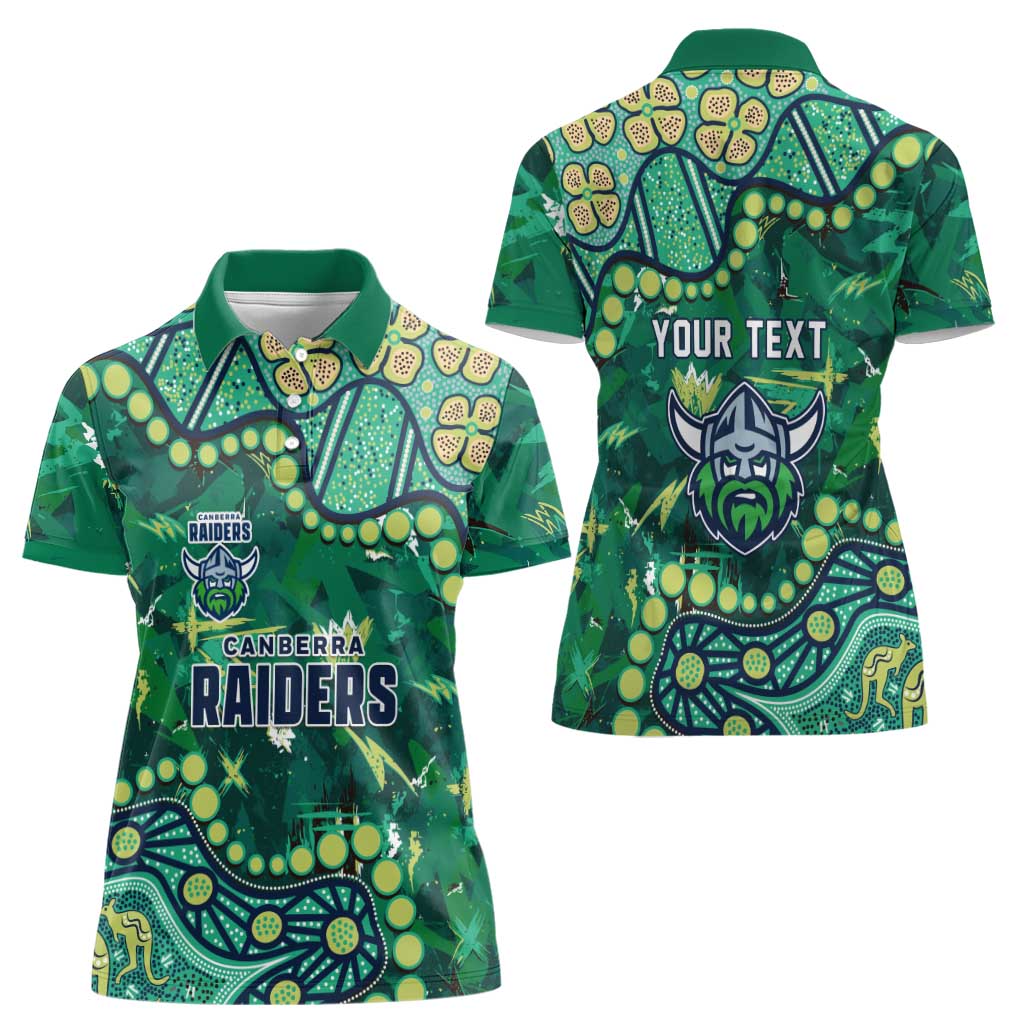 Personalized Canberra Raiders Women Polo Shirt Aboriginal Pattern with Graffiti Style Design