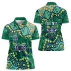 Personalized Canberra Raiders Women Polo Shirt Aboriginal Pattern with Graffiti Style Design