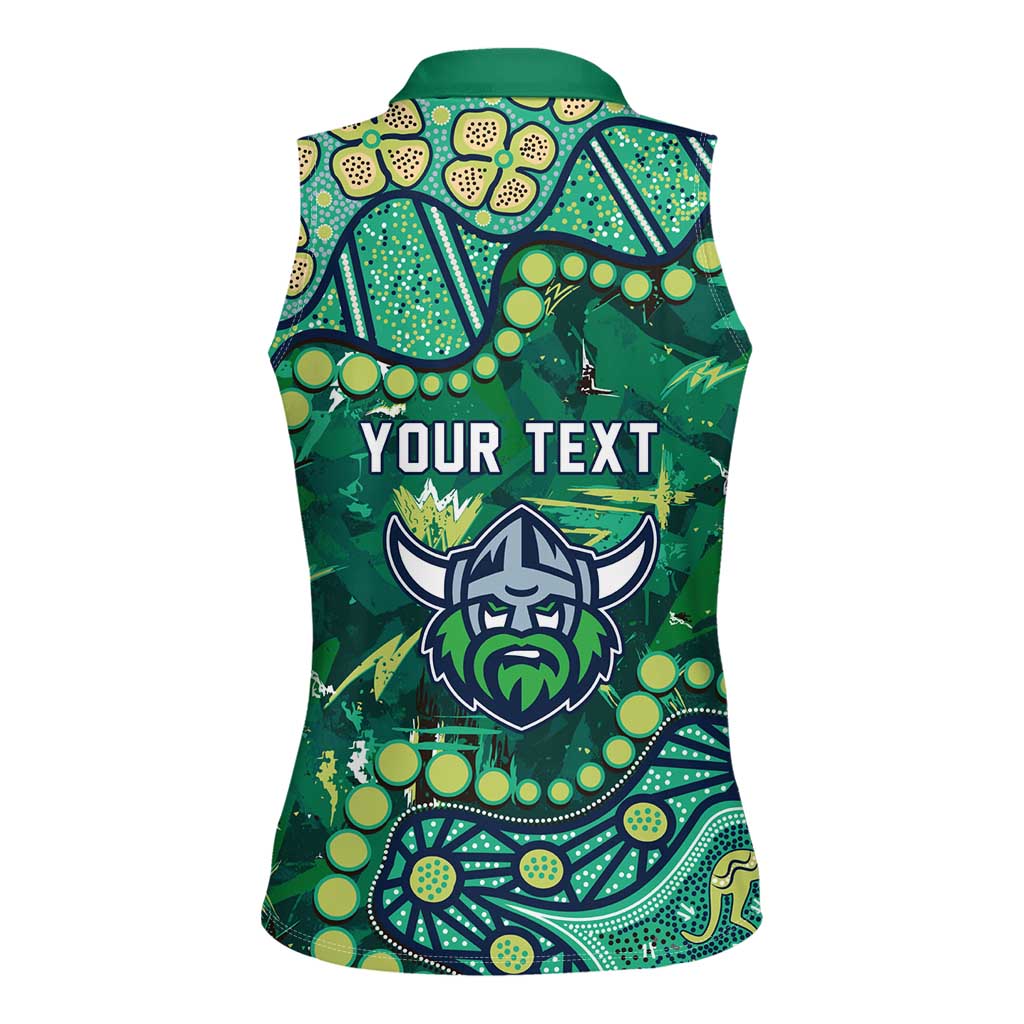 Personalized Canberra Raiders Women Sleeveless Polo Shirt Aboriginal Pattern with Graffiti Style Design