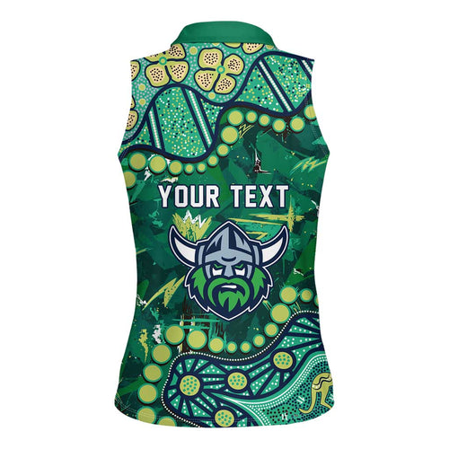 Personalized Canberra Raiders Women Sleeveless Polo Shirt Aboriginal Pattern with Graffiti Style Design