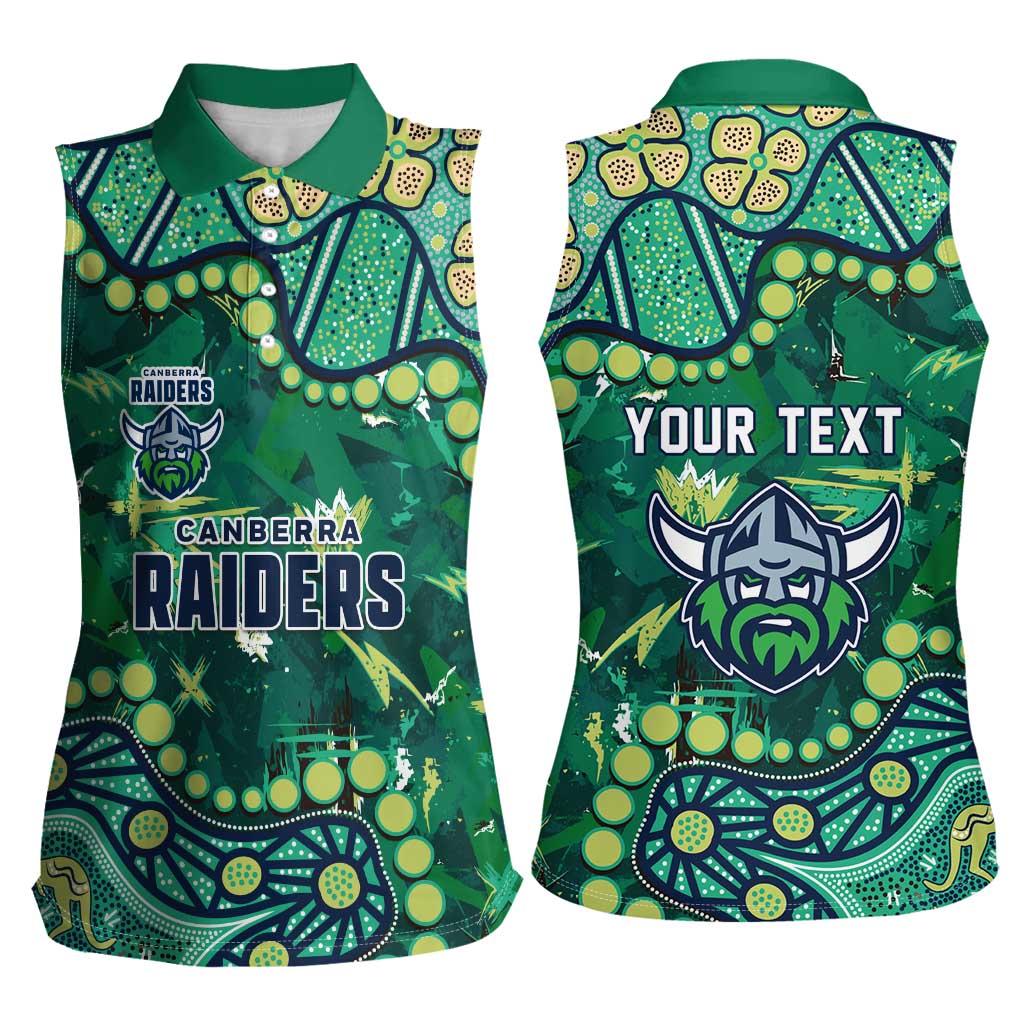 Personalized Canberra Raiders Women Sleeveless Polo Shirt Aboriginal Pattern with Graffiti Style Design