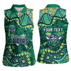 Personalized Canberra Raiders Women Sleeveless Polo Shirt Aboriginal Pattern with Graffiti Style Design