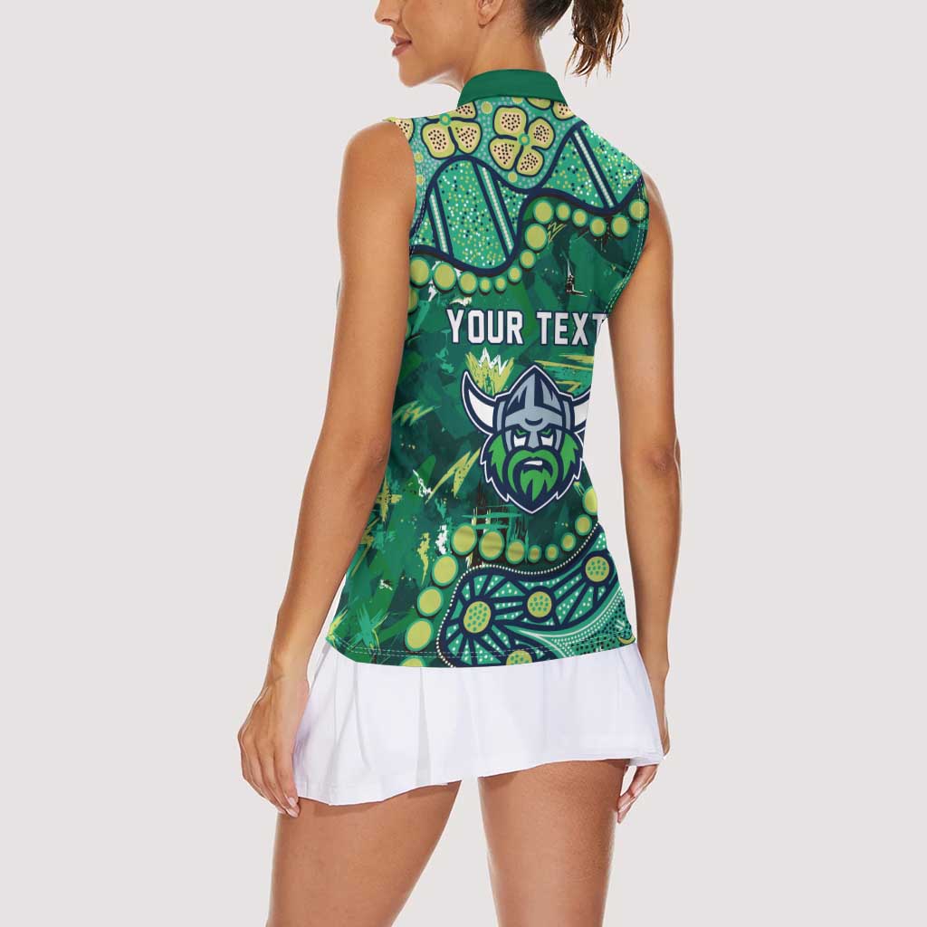Personalized Canberra Raiders Women Sleeveless Polo Shirt Aboriginal Pattern with Graffiti Style Design