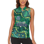 Personalized Canberra Raiders Women Sleeveless Polo Shirt Aboriginal Pattern with Graffiti Style Design
