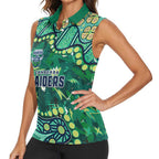 Personalized Canberra Raiders Women Sleeveless Polo Shirt Aboriginal Pattern with Graffiti Style Design