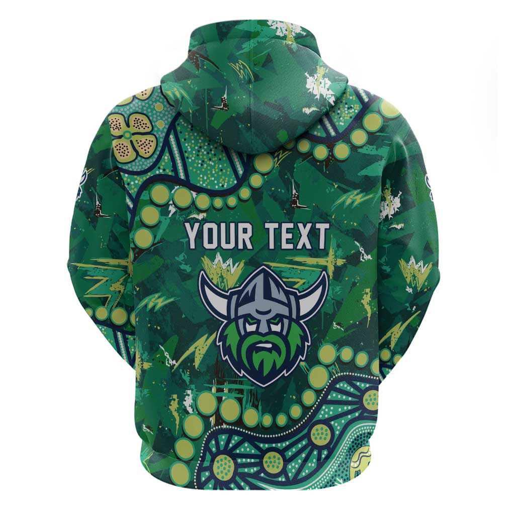Personalized Canberra Raiders Zip Hoodie Aboriginal Pattern with Graffiti Style Design