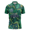 Personalized Canberra Raiders Zipper Polo Shirt Aboriginal Pattern with Graffiti Style Design