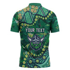 Personalized Canberra Raiders Zipper Polo Shirt Aboriginal Pattern with Graffiti Style Design