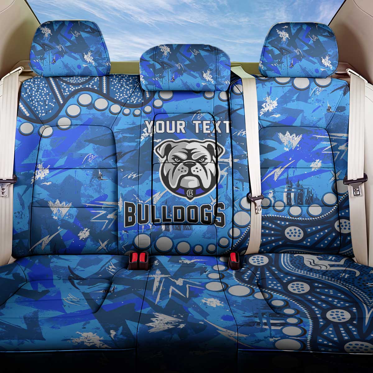 Personalized Canterbury-Bankstown Bulldogs Back Car Seat Cover Aboriginal Pattern with Graffiti Style Design