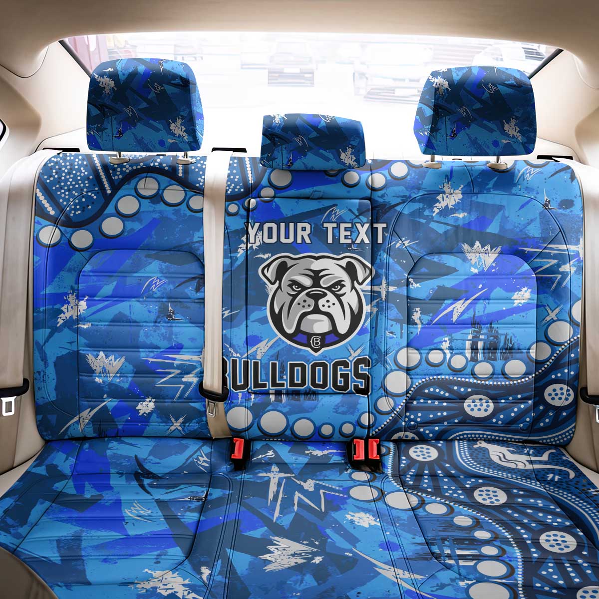 Personalized Canterbury-Bankstown Bulldogs Back Car Seat Cover Aboriginal Pattern with Graffiti Style Design