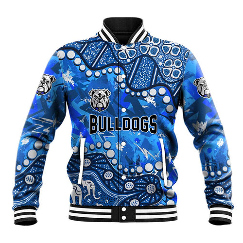 Personalized Canterbury-Bankstown Bulldogs Baseball Jacket Aboriginal Pattern with Graffiti Style Design