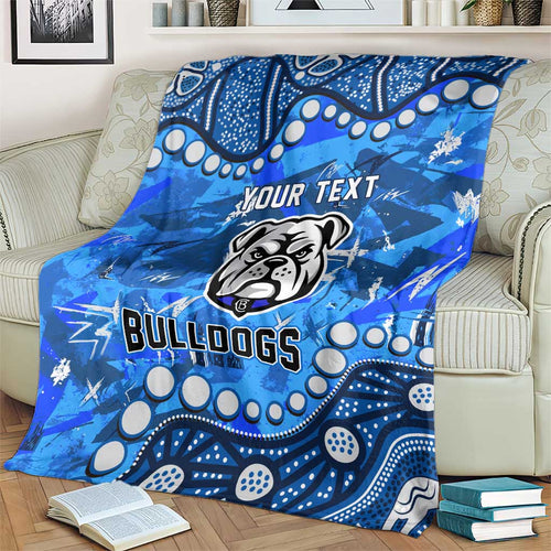 Personalized Canterbury-Bankstown Bulldogs Blanket Aboriginal Pattern with Graffiti Style Design