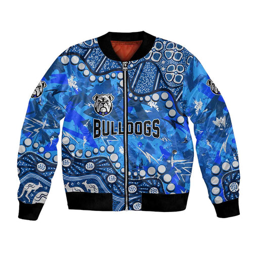 Personalized Canterbury-Bankstown Bulldogs Bomber Jacket Aboriginal Pattern with Graffiti Style Design