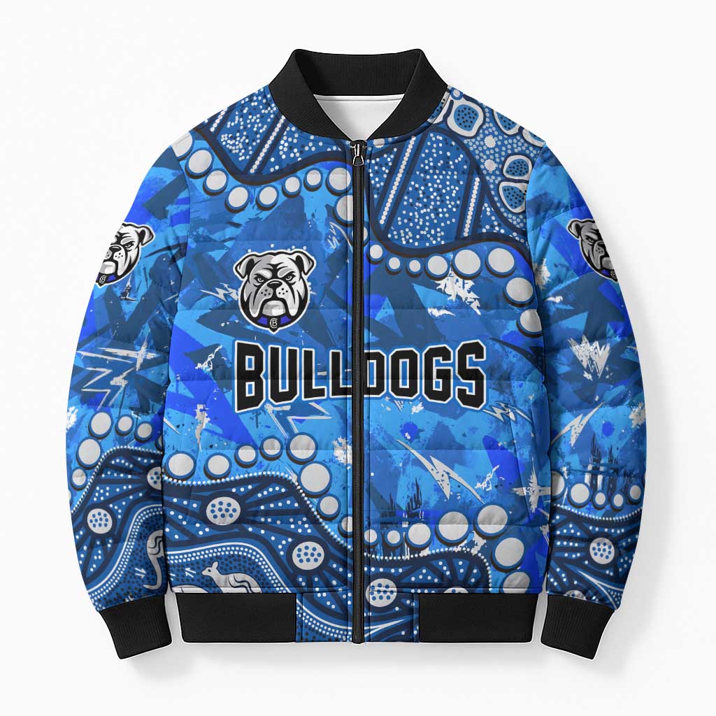 Personalized Canterbury-Bankstown Bulldogs Bomber Puffer Jacket Aboriginal Pattern with Graffiti Style Design