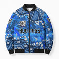 Personalized Canterbury-Bankstown Bulldogs Bomber Puffer Jacket Aboriginal Pattern with Graffiti Style Design