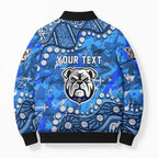 Personalized Canterbury-Bankstown Bulldogs Bomber Puffer Jacket Aboriginal Pattern with Graffiti Style Design