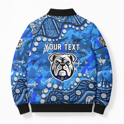 Personalized Canterbury-Bankstown Bulldogs Bomber Puffer Jacket Aboriginal Pattern with Graffiti Style Design