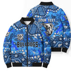Personalized Canterbury-Bankstown Bulldogs Bomber Puffer Jacket Aboriginal Pattern with Graffiti Style Design