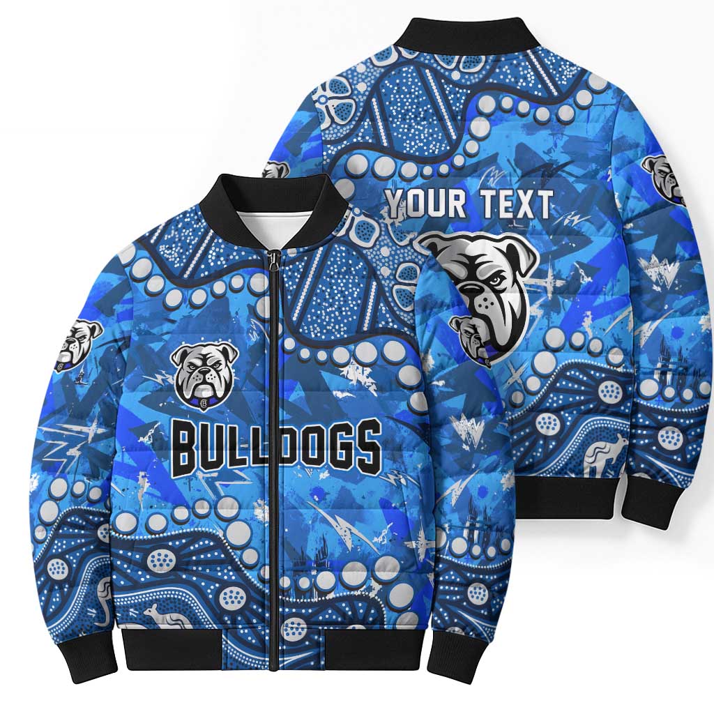 Personalized Canterbury-Bankstown Bulldogs Bomber Puffer Jacket Aboriginal Pattern with Graffiti Style Design