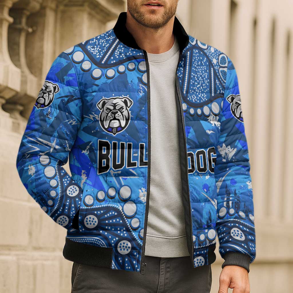 Personalized Canterbury-Bankstown Bulldogs Bomber Puffer Jacket Aboriginal Pattern with Graffiti Style Design