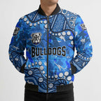 Personalized Canterbury-Bankstown Bulldogs Bomber Puffer Jacket Aboriginal Pattern with Graffiti Style Design