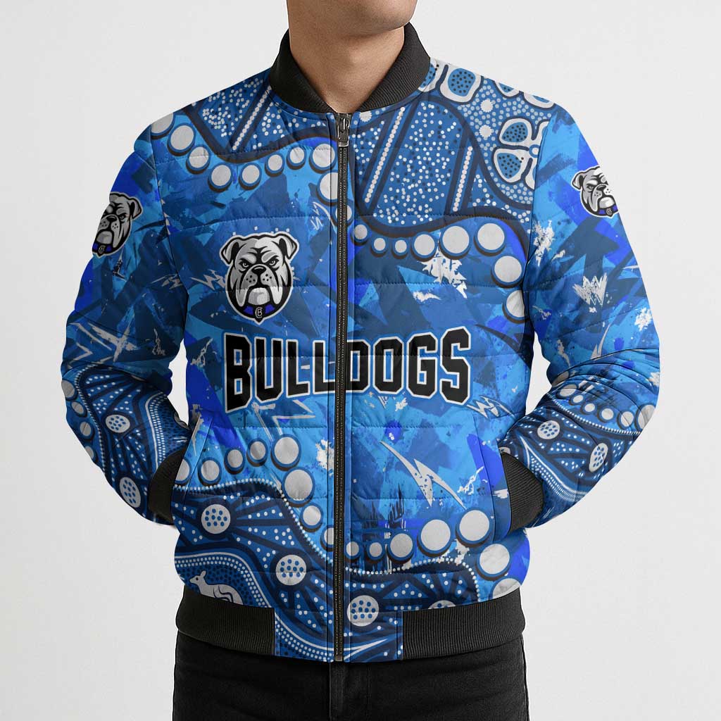 Personalized Canterbury-Bankstown Bulldogs Bomber Puffer Jacket Aboriginal Pattern with Graffiti Style Design