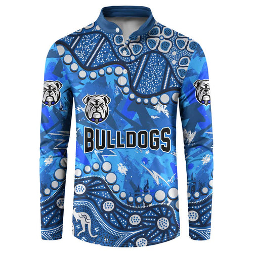 Personalized Canterbury-Bankstown Bulldogs Button Sweatshirt Aboriginal Pattern with Graffiti Style Design