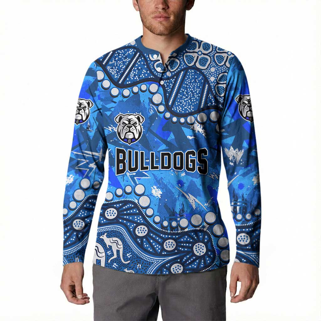 Personalized Canterbury-Bankstown Bulldogs Button Sweatshirt Aboriginal Pattern with Graffiti Style Design