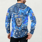 Personalized Canterbury-Bankstown Bulldogs Button Sweatshirt Aboriginal Pattern with Graffiti Style Design