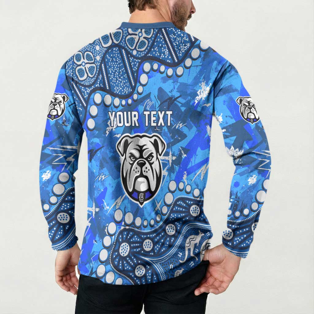 Personalized Canterbury-Bankstown Bulldogs Button Sweatshirt Aboriginal Pattern with Graffiti Style Design
