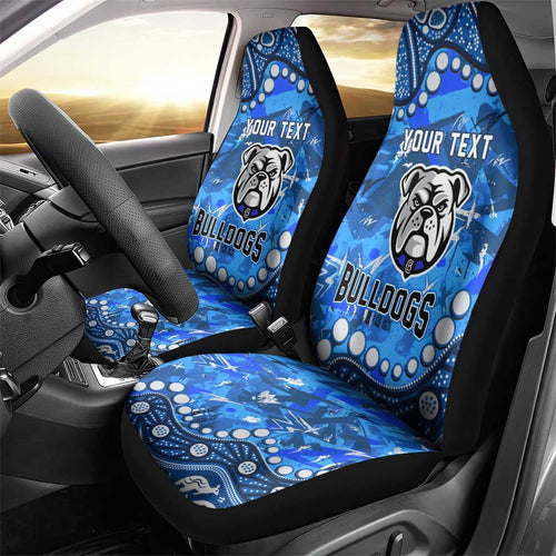 Personalized Canterbury-Bankstown Bulldogs Car Seat Cover Aboriginal Pattern with Graffiti Style Design