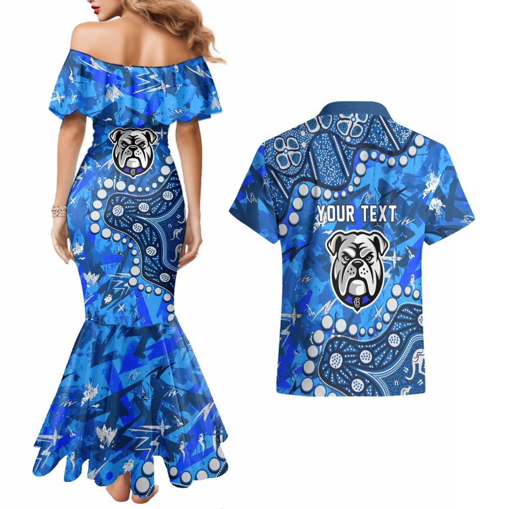 Personalized Canterbury-Bankstown Bulldogs Couples Matching Mermaid Dress and Hawaiian Shirt Aboriginal Pattern with Graffiti Style Design