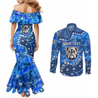 Personalized Canterbury-Bankstown Bulldogs Couples Matching Mermaid Dress and Long Sleeve Button Shirt Aboriginal Pattern with Graffiti Style Design